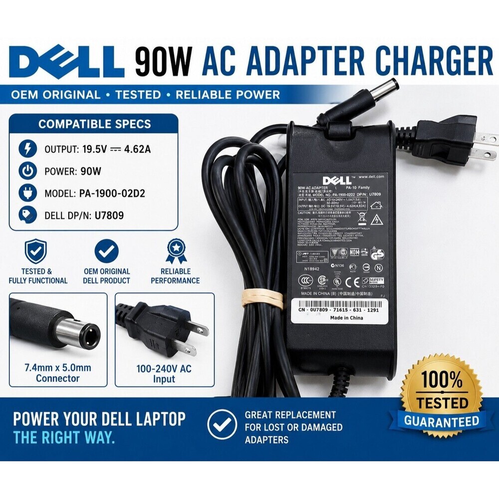 Genuine OEM Dell PA-10 Family 90W AC Power Adapter.Fully tested and working